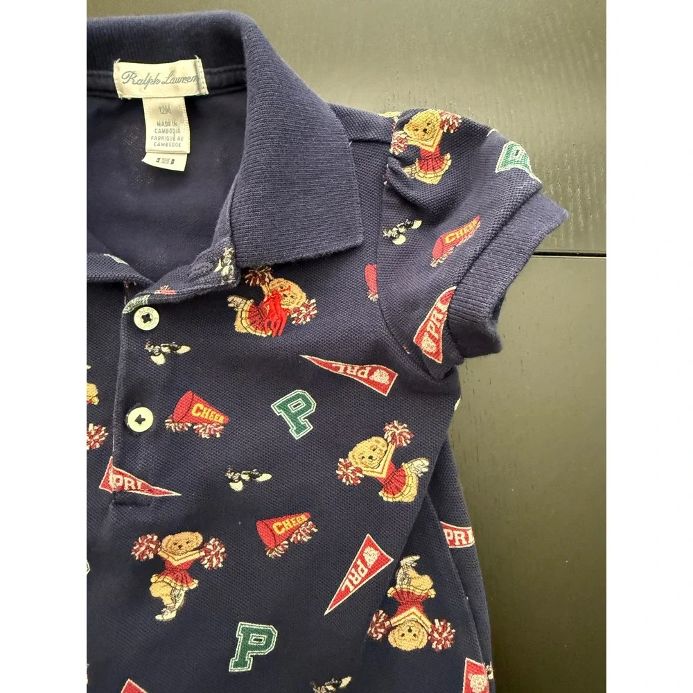 Ralph Lauren Polo Bear Cheerleader Dress Toddler Girls 12 Months Navy Mini
